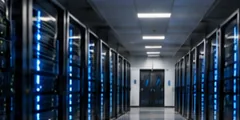 Data center aisle with server racks